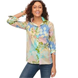 Talbots Tropical Button Front Top